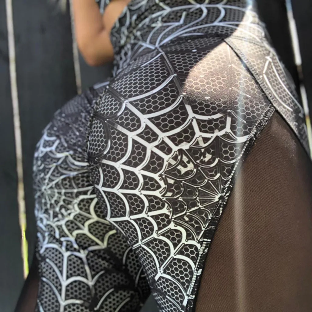Ladies'printed открытый высокая талия бедра и низ брюки костюм для фитнеса и йоги