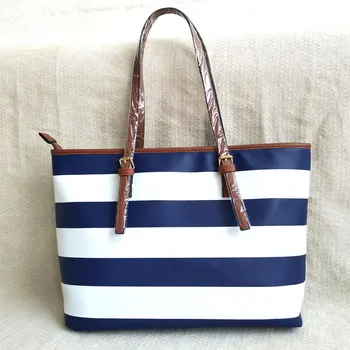 

2019 autumn new women's bag striped bag PU leather shoulder bag large bag