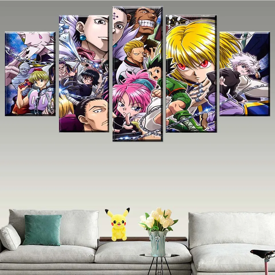 Canvas Print Picture 5 Pieces Hunter x Anime Japanese Painting Home Decor Modular Poster Living Room Wall Frame | Дом и сад