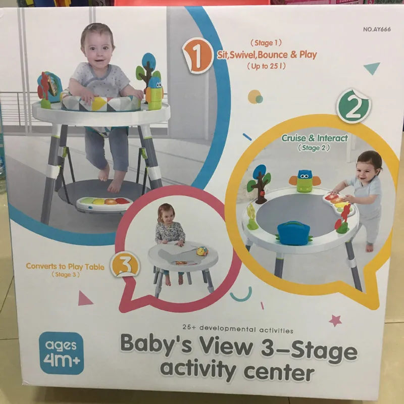 Vista do Bebê Centro de Atividade Mesa de Jogo para Crianças Presente do Ano 25 + Atividades Música Brinquedos Mordedor 360 Girar Assentos Novo 3-estágios Luz 15 High Quality Brinquedos e hobbies