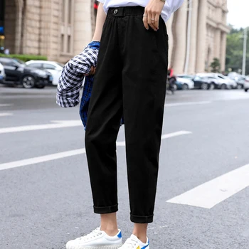 

Womens Casual Solid Pants 2020 Autumn Ladies Vintage Loose Cargo Pants Radish Pencil Pants Breathavle Fashion Pants Ropa Mujer
