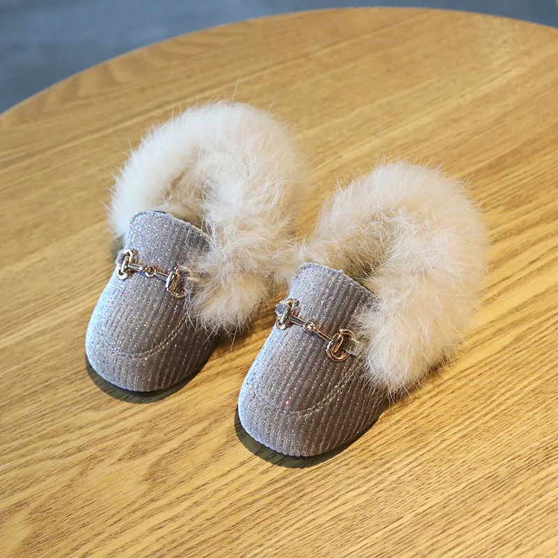 

New winter newborn infant baby girl boots 0-1-3 princess baby toddler shoes small girls soft bottom furry cotton shoes