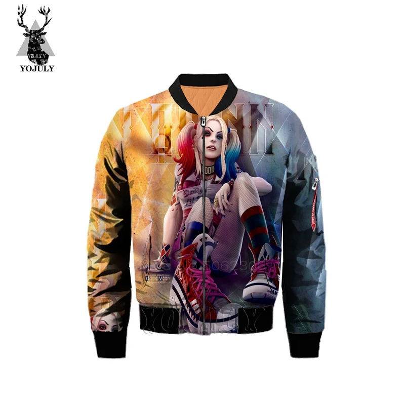 Мужская куртка с 3d принтом Harley Quinn, модная сексуальная утолщенная армейская мужская куртка-бомбер в стиле хип-хоп, уличная одежда, теплое пальто J12 - Цвет: 2