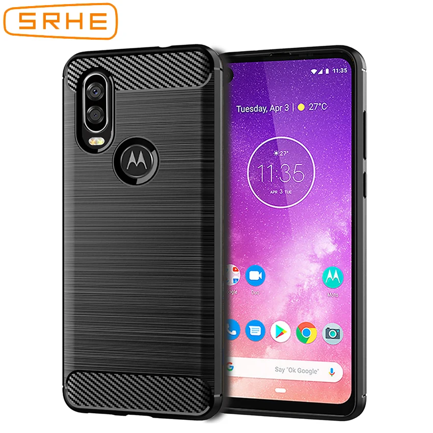 SRHE чехол для Motorola Moto One Action Силиконовый прочный армированный мягкий волокнистый