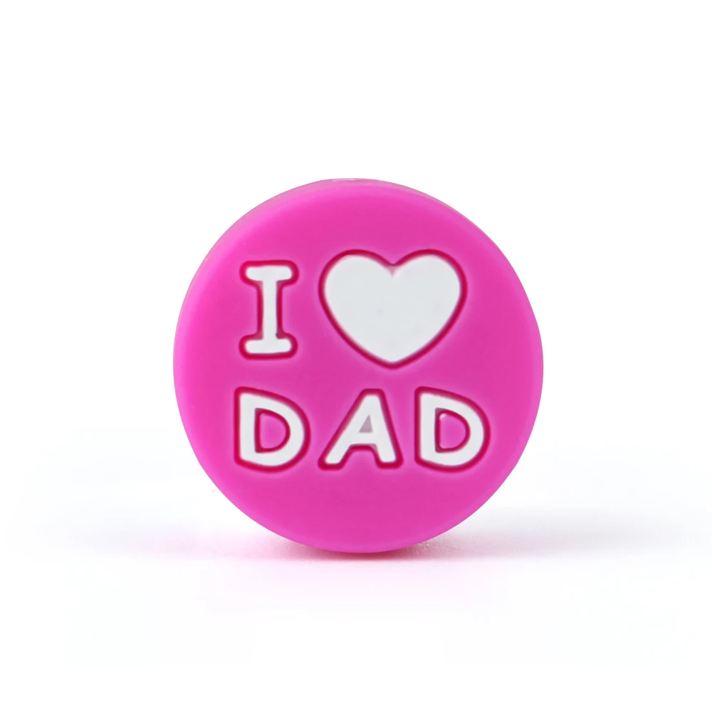 05 Keep&Grow, 10 шт., силиконовые бусины I Love Dad, круглые детские бусины для прорезывания зубов, сделай сам, соски, клипсы, бусины-прорезыватели, игрушки для грызунов, детские товары - Цвет: 05