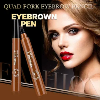 

4 Points Eyebrown Pen Waterproof Fork Tip Long Last Sweat-proof Eyebrow Pen Pencil C44