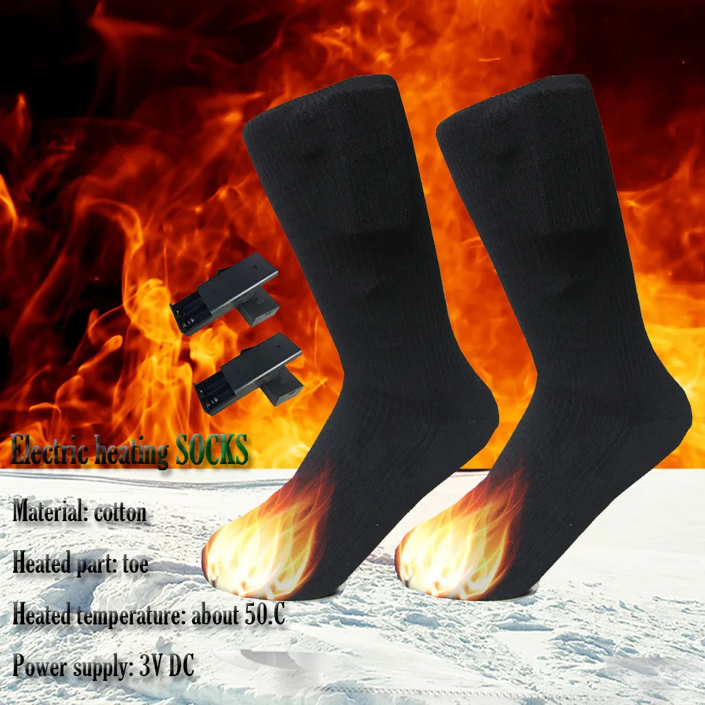 Утолщенные теплые носки, носки с подогревом, перезаряжаемая батарея для женщин и мужчин, зимние уличные лыжные велосипедные спортивные носки с подогревом# D
