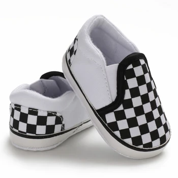 

Spring Autumn Baby Boy Plaid Pattern Anti-Slip Shoes Toddler Casual Canvas Sneakers Walking Shoe Soft Soled first walkers