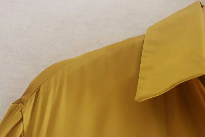 Прямая поставка элегантные шелковые женские платья ретро атласные три четверти рукав женское платье повседневные желтые винтажные пояса vestidos