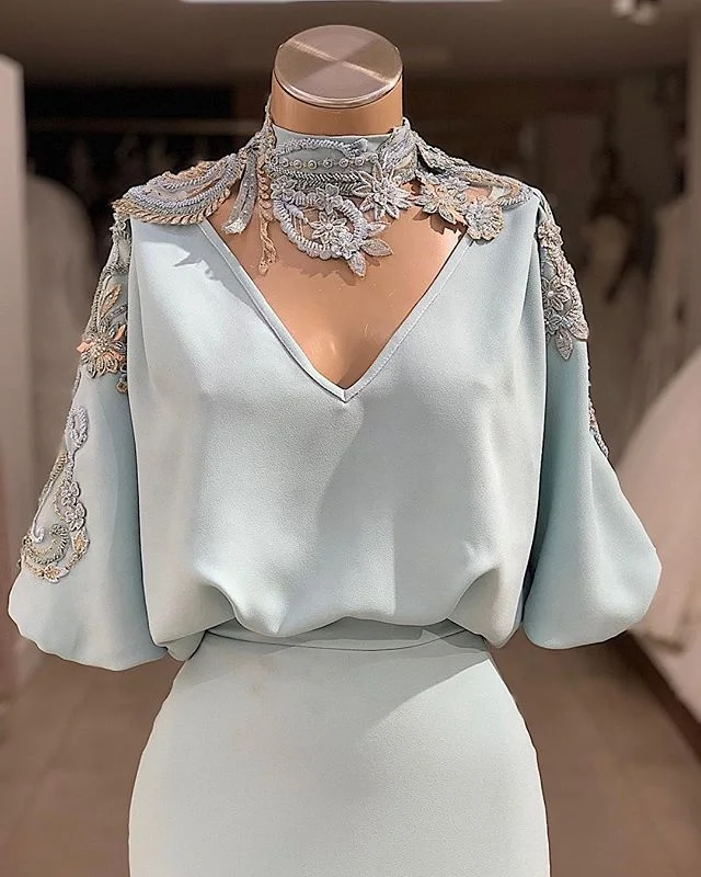 Vestido de fiesta,, на заказ, арабские женские платья для выпускного вечера с половинными рукавами, с высоким воротом, Вечерние платья Русалка