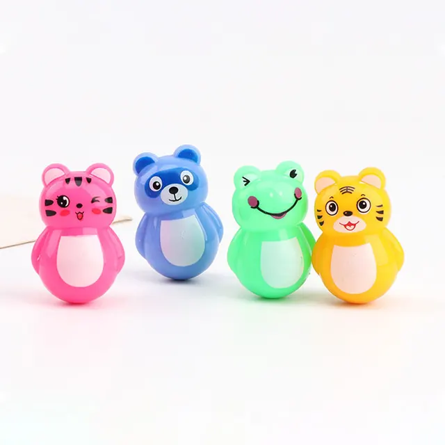 5Pcs/Set Multicolor Mini Tumbler Cute Roly-poly Kids Toys Cartoon Animal Piggy Tiger Kitten Tumbler Wacky Toy Children Gifts 5