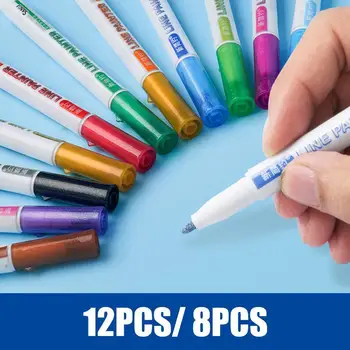 

8/10/12 Colors/box Highlighter Outline Pen Fashion Writing Stationery Pen Pen Double Supply Office Card Line Gift School Dr D5J5