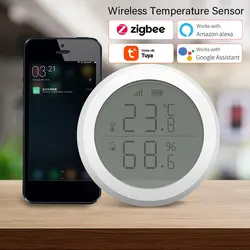 Mini capteur de température et d'humidité Tuya ZigBee, pour maison intelligente, avec écran LED, fonctionne avec Google Assistant et Tuya Zigbee Hub 