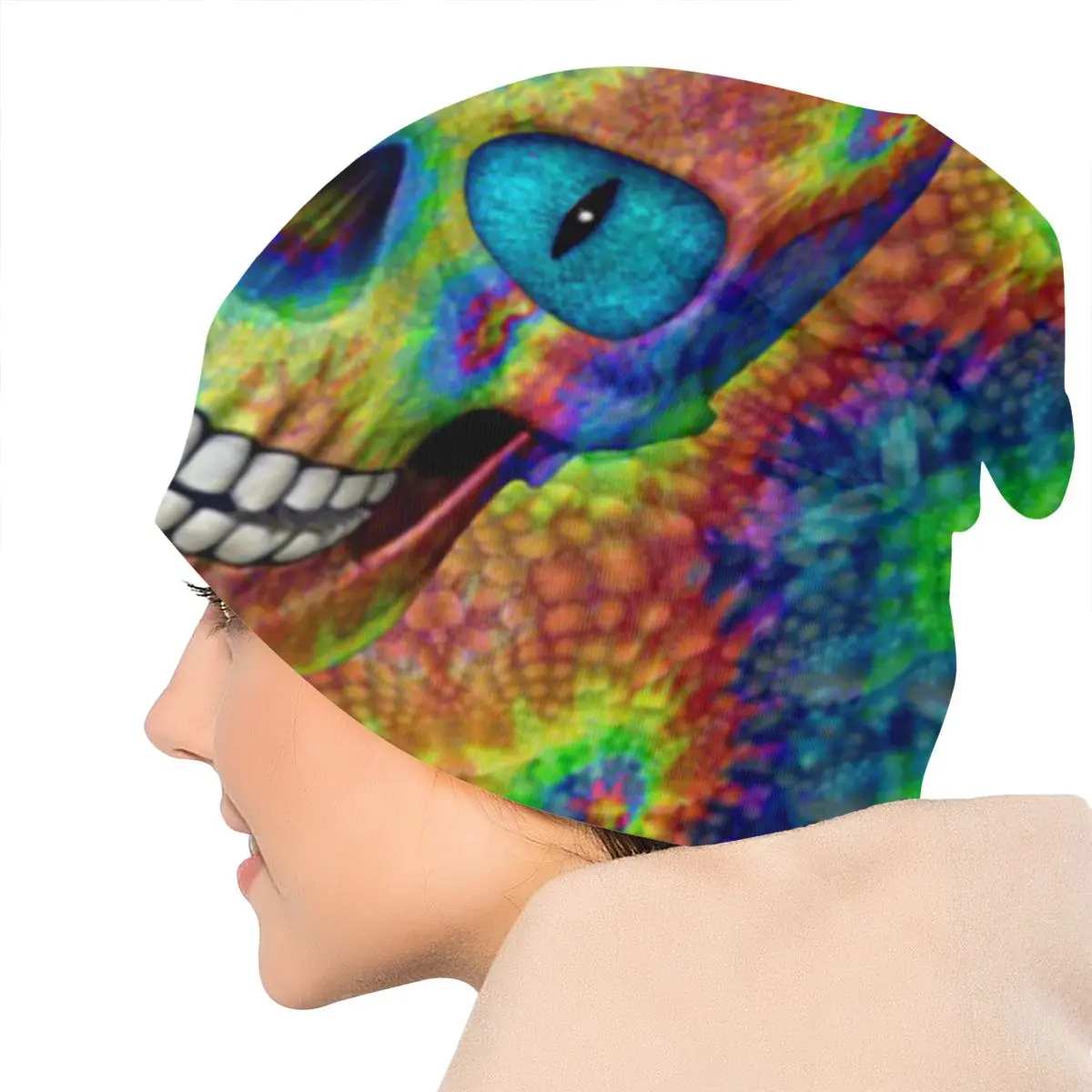 Tie Dye Skull Dead Zombie, унисекс, для взрослых, Повседневная шапка, зимняя теплая вязаная Лыжная шапка с рукавом Skully Beanies
