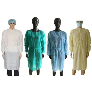 

Isolation Gown with Elastic Cuff Disposable Non-Woven Splash Resistant fits all Q6PA