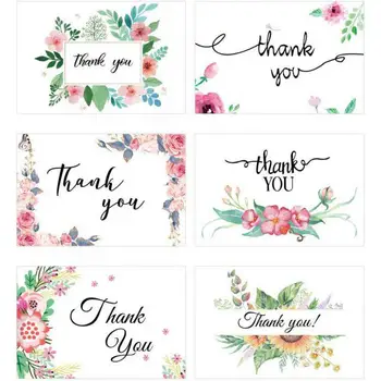 

6pcs Elegant Floral Paper Thank You Cards with Envelopes for Business Gift 10*15cm Blank Notes for Wedding Favors Cards