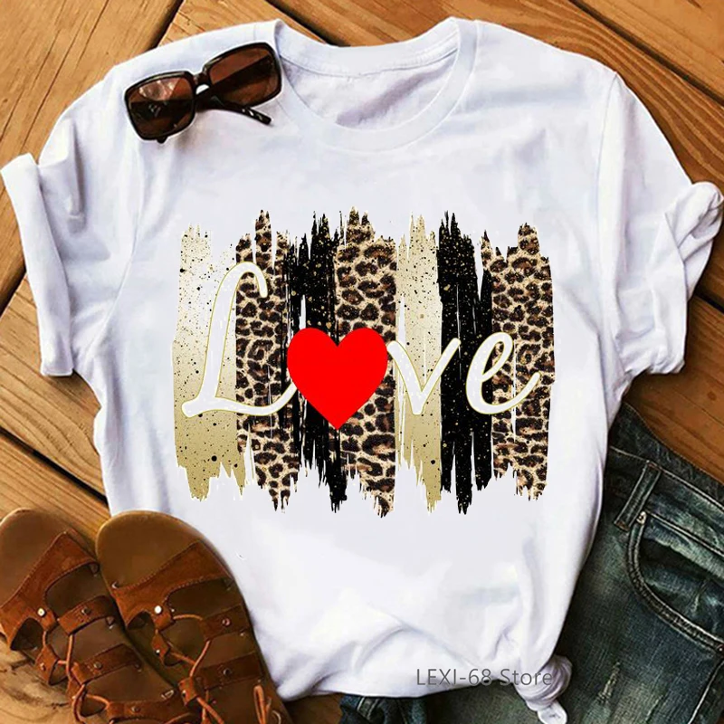 

Vogue Leopard Love Graphic Print T Shirt Women Clothes 2020 Summer Fashion Sexy Tshirt Female Harajuku Shirt Streetwear T-Shirt