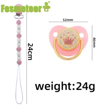 

Fosmeteor New Baby Products Crown Pattern Pacifier Chain Soothing Baby Creative Pearl Pacifier Chain Anti-Dropping Toy Set