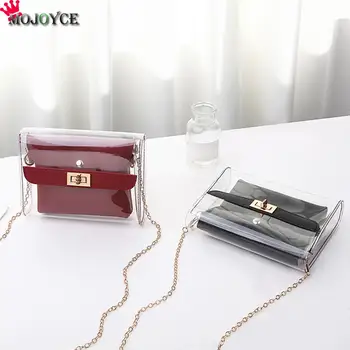 

2020 New 2 Pcs Fashion PVC Transparent Crossbody Bag Clutch Jelly Bags For Women Handbags Ladies Messenger Casual Small Bags