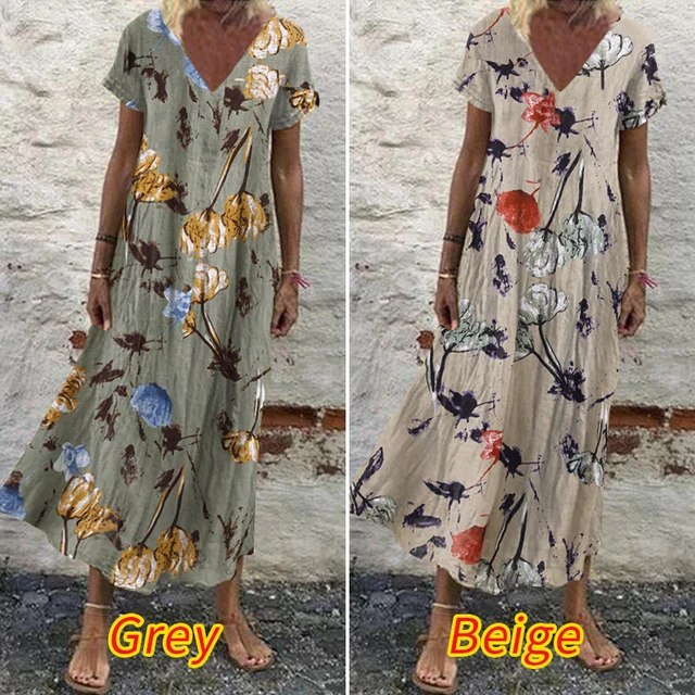 Oversized Womens Floral Sundress ZANZEA 2021 Kaftan Printed Summer Dress Short Sleeve Maxi Vestidos Female Casual Robe Femme 2