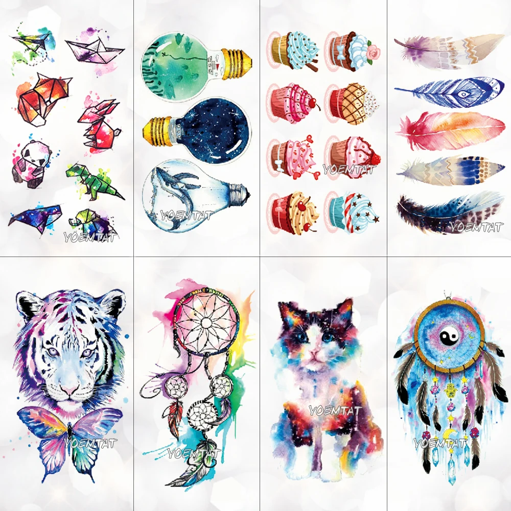 Hot Sale Lamp Temporary-Tattoo-Sticker Watercolor Tatoo Marine Girl Fake Children Cute Cartoon-Design QMrXeB3Q9Mw