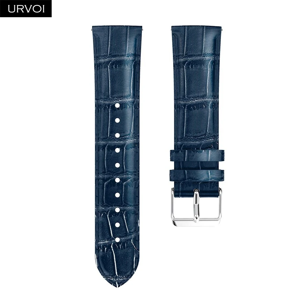 URVOI 22/20 мм кожаный ремешок для Galaxy Watch Active/42/46 мм шестерни ремешок для спортивных часов для HUAWEI GT быстроразъемные контакты мягкий сменный - Цвет ремешка: Blue