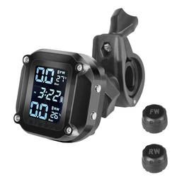 Sistema de alarma para control de la presión de los neumáticos de la motocicleta, dispositivo TPMS con 2 sensores externos, carga USB
