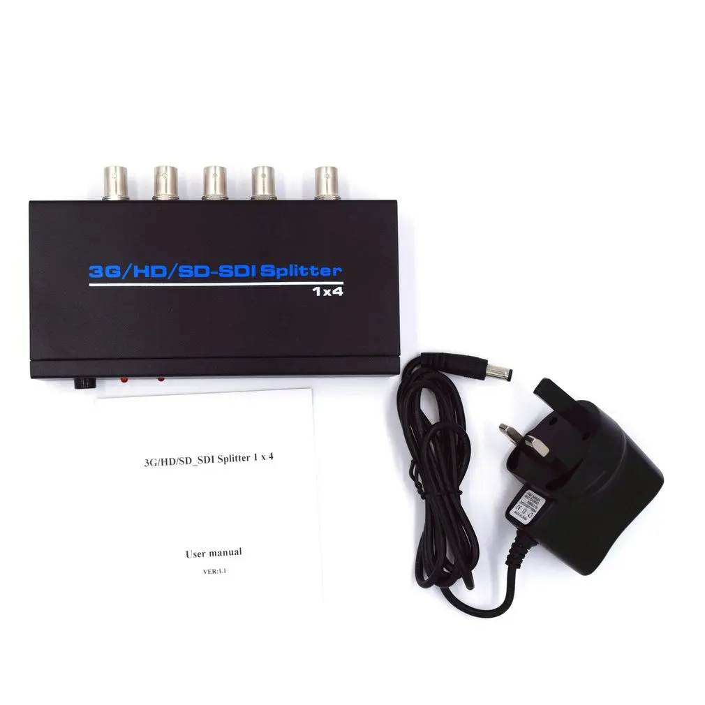 

High Quality SDI Splitter 1x4 3G/HD/SD-SDI Video SDI Splitter 1 in 4 out 1080P Repeater Extender with power Adapter