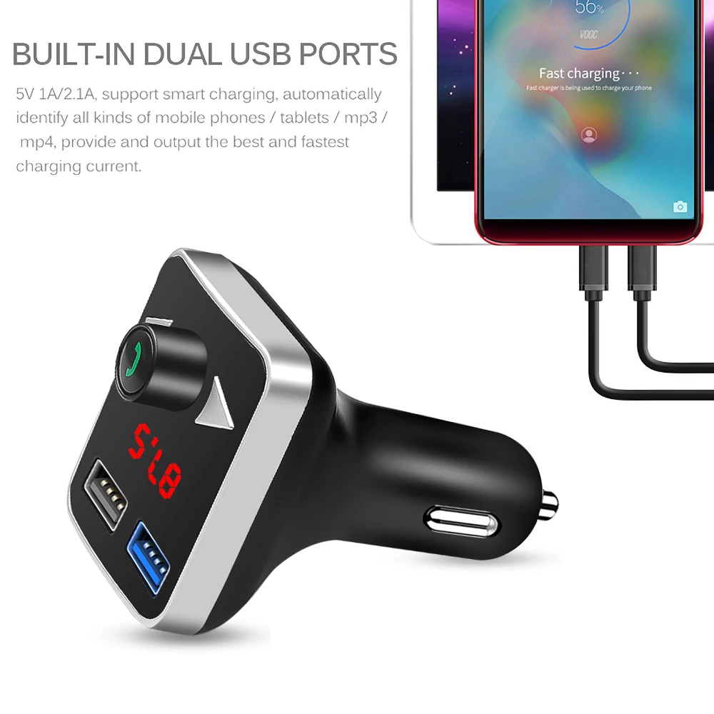 Автомобильный Bluetooth fm-передатчик модулятор 3.1A два usb порта автомобильное зарядное устройство MP3-плеер беспроводной аудио приемник комплект для громкой связи