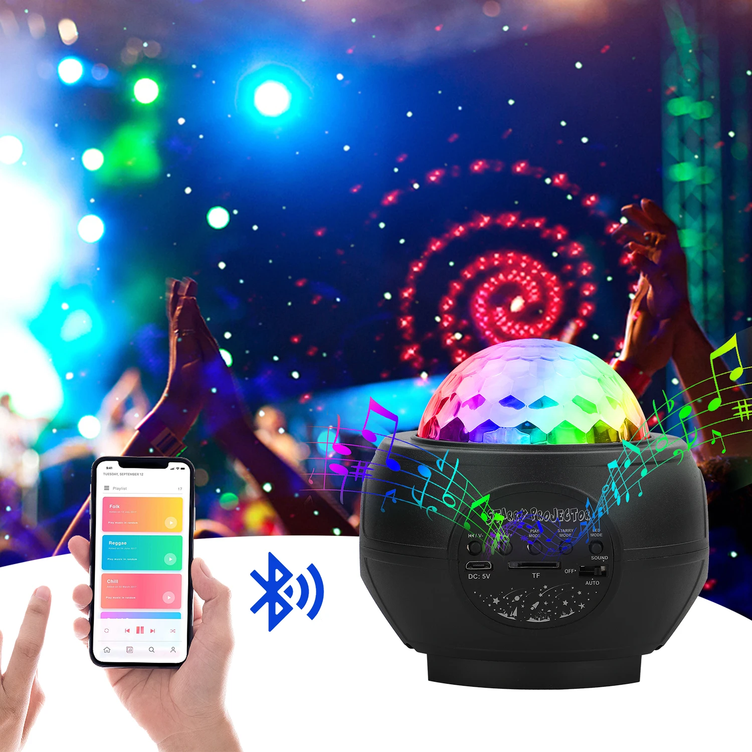 Uking king bluetooth bola mágica disco luz alto-falante de controle de som automático efeito de iluminação palco com controle remoto clube festa mostrar
