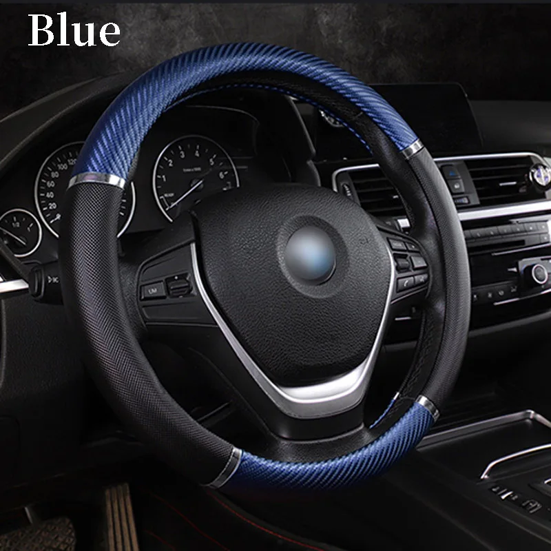 38 см нескользящий чехол рулевого колеса автомобиля для Renault Megane 2 Duster Clio Honda Civic Fit VW touareg mk7 MK5 Mazda 3 6 CX5 - Название цвета: blue