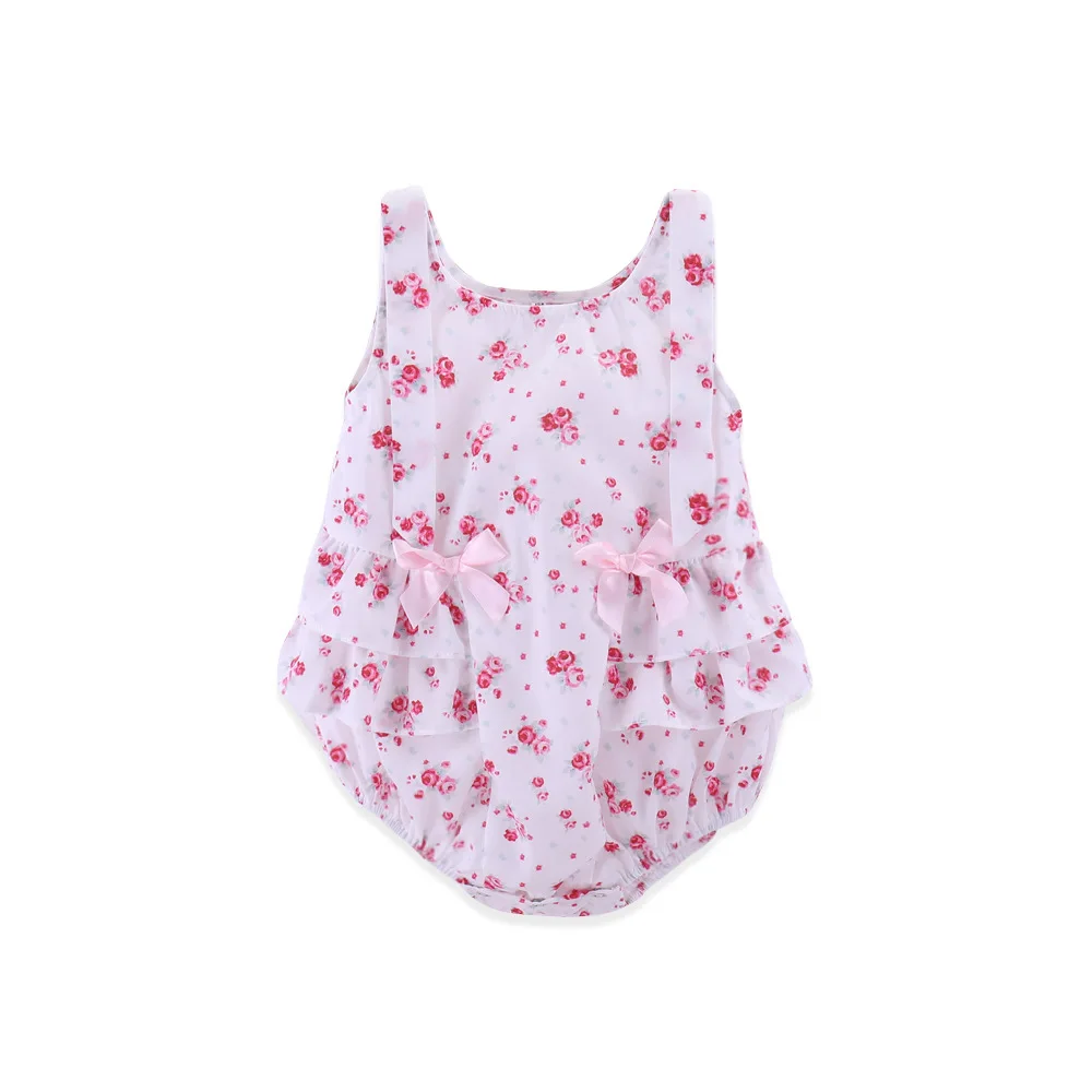 

Ins2018 New Style European And American-Style Infants And Young Children's Floral Print Pleated Bandage Cloth Romper