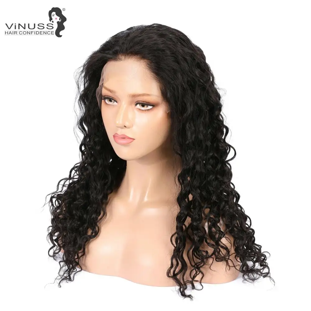 

13x6 Lace Front Invisible Knot Wig Fake Scalp Wig Kinky curly Human Hair Wigs Pre Plucked Deep Part Peruvian Remy Hair Vinuss