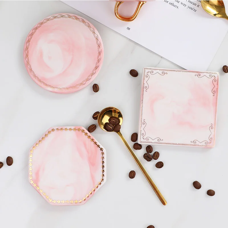 Creative marbled ceramic cup holder insulation placemat coaster Nordic mug saucer candle tray | Дом и сад