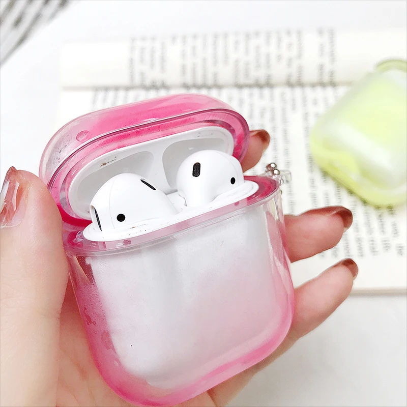 Для Eearpods Eirpods чехол Защита для Airpods 1 2 Air Pods чехол с брелком для ключей Coque Quicksand светящийся протеж Earpode Lueur