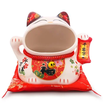 

Japanese modern personalized lucky cat opening creative candy jar store home living room decoration ceramic piggy bank LB91611
