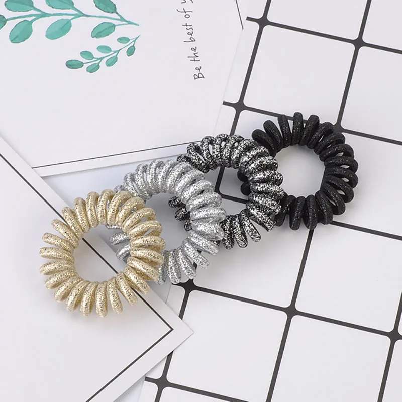 

Korean Version High End Gold And Silver Wire Texture Phone Line Hair Circle Headrope Girl Simple Fashionable Accessories