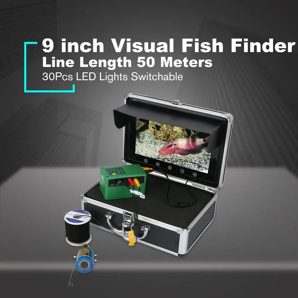 9 Inch Visual Fish Finder Underwater Fishing Camera High Definition Display Monitor 90 Degrees View Angle LCD Screen