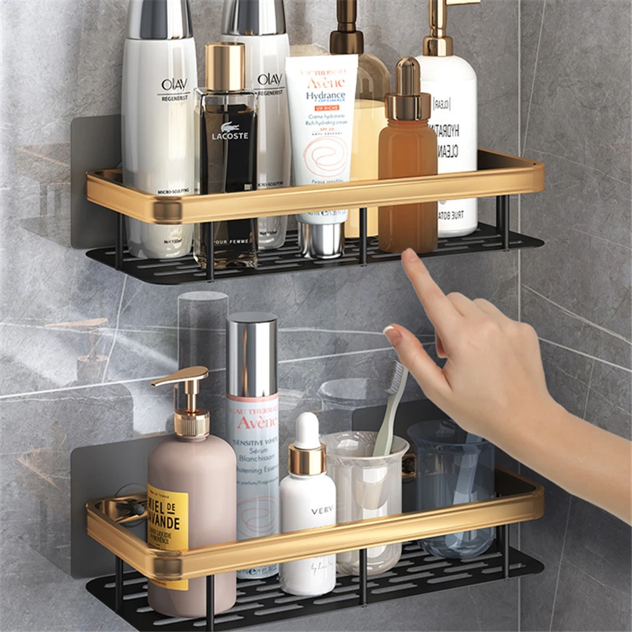 Mensola per bagno bagno in vetro mensola per doccia profumo organizzatore  cosmetico telefono wc mensole angolari supporto da cucina in alluminio -  AliExpress