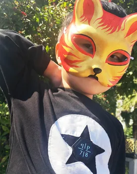 

New Quality Handmade DIY Mask Halloween Golden fox Mask Cosplay Costume Paper Mache Pulp Mask