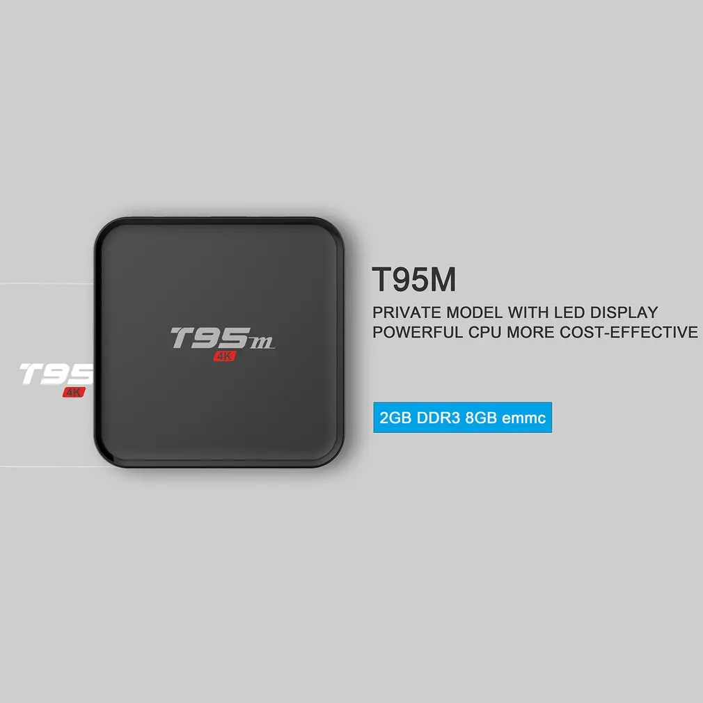 T95M Android5.1 TV Box with EU Plug Amlogic S905 1GB DDR3 8GB EMMC Quad Core 1080P Full HD 4K*2K Resolution Support 2.4G Wifi