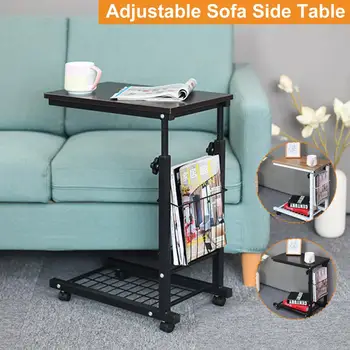 

56-72cm Height Adjustable Coffee Table Bedside Table Sofa Side Tables Portable Movable Computer Tables Desk Office Furniture