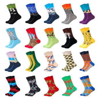 

Lionzone Classic Art Socks Famous Oil Painting Design For Men Ethnic Totems Mona Lisa David Characters Funny Happy Socks Cotton