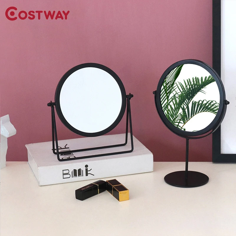 Поворотный металлическое зеркало для нанесения макияжа стола COSTWAY портативное