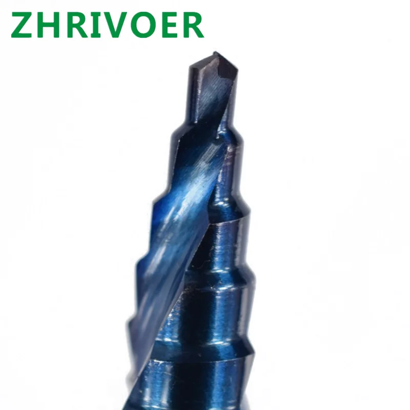 Blue nano coating triangular handle spiral groove 3-piece pagoda drill reaming step drill 4-12mm20mm