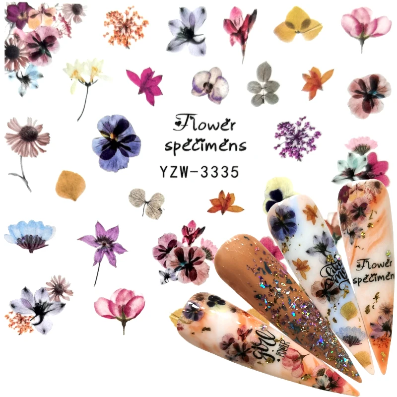 

1 PC Fall Leaves Nail Art Stickers Yellow Maple Leaf/Flower Water Decals Sliders Foil Autumn Design For Nail Manicure