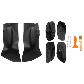 

Front Door Panel Armrest Insert Card Leather for Beetle 1998-2010 with Tool & Microfiber Leather Door Armrest Cover