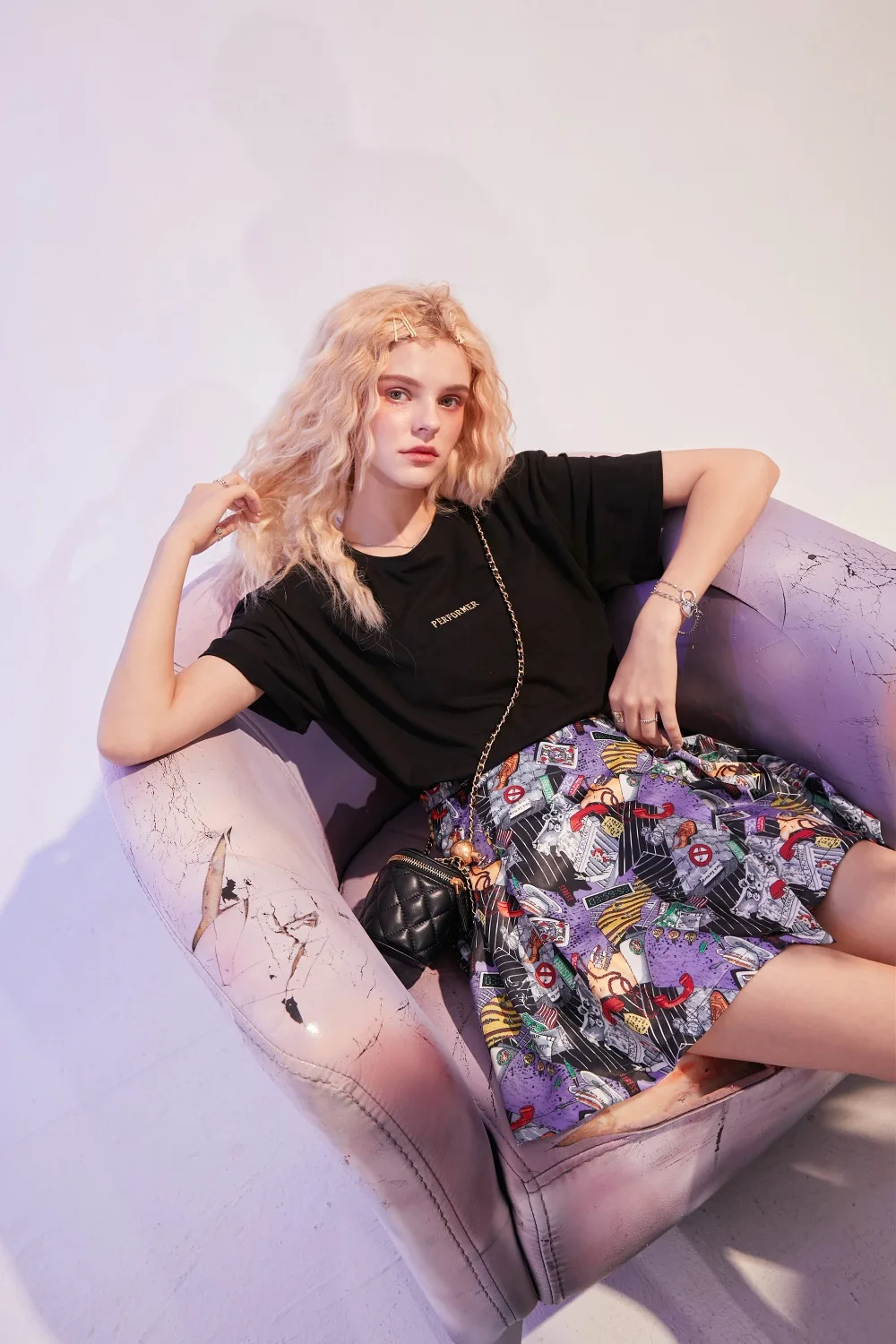 ELFSACK Multicolor Graphic Print Casual Women Pleated Mini Satin Skirts 2020 Summer ELF High Waist Korean Ladies Daily Bottom