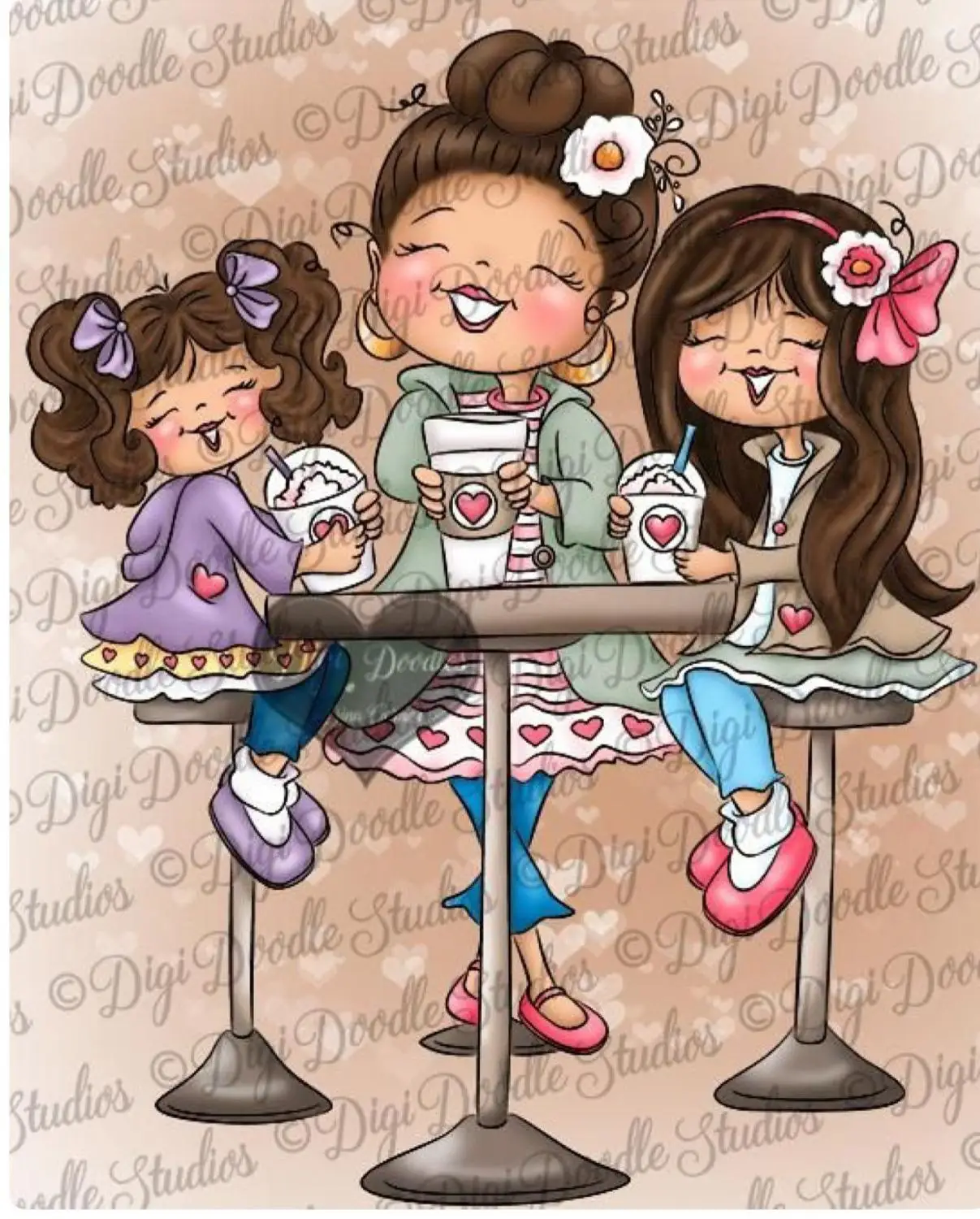 

three girls Transparent Silicone Clear Rubber Stamp Sheet Cling Scrapbooking DIY Cute Pattern Photo Album PaperCard Decor Stamp
