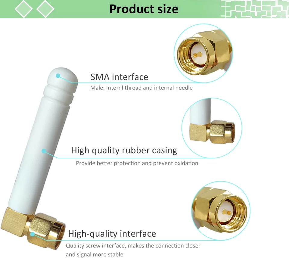 GWS 5 Stück 433 MHz Antenne 3dbi SMA männlich Lora Antene PBX IoT Modul Lorawan Signalempfänger Antena weiß Mini 5 cm – Detail 5